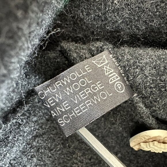 Elegance Seiler Cardigan Boiled Wool Button Front Sz 38 Gray Green trim Pockets - Picture 6 of 13